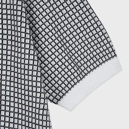 Relaxed Grid Linen Knit Polo - Men M / L