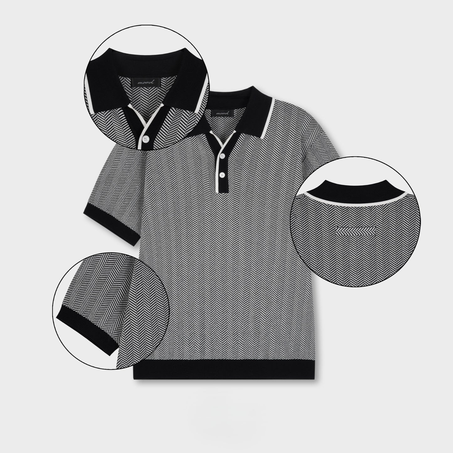 Classic Herringbone Cotton Polo Knit - Men M / L