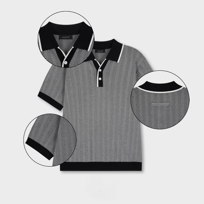 Classic Herringbone Cotton Polo Knit - Men M / L