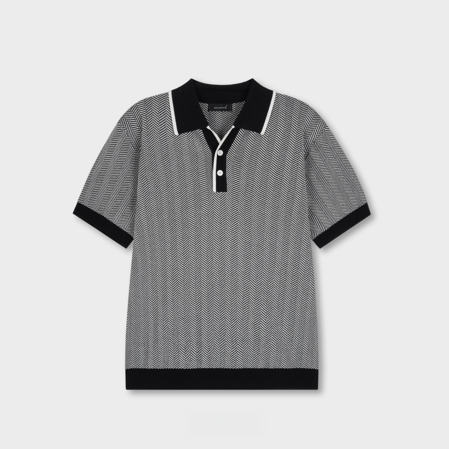 Classic Herringbone Cotton Polo Knit - Men M / L