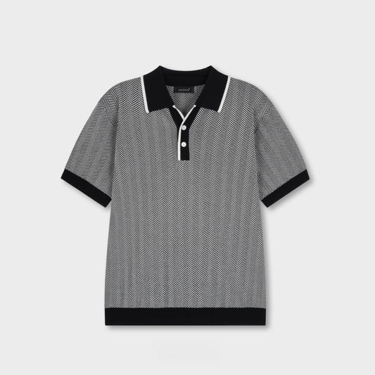 Classic Herringbone Cotton Polo Knit - Men M / L