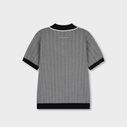 Classic Herringbone Cotton Polo Knit - Men M / L