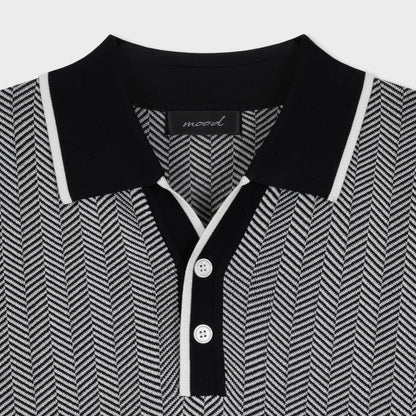 Classic Herringbone Cotton Polo Knit - Men M / L