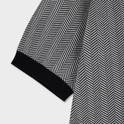 Classic Herringbone Cotton Polo Knit - Men M / L