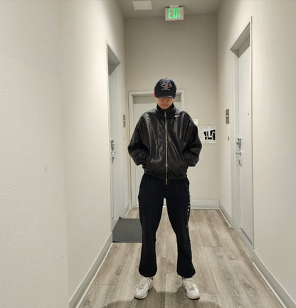 Minimal Style Faux Leather Jacket / Unisex (Oversized Fit for Women)