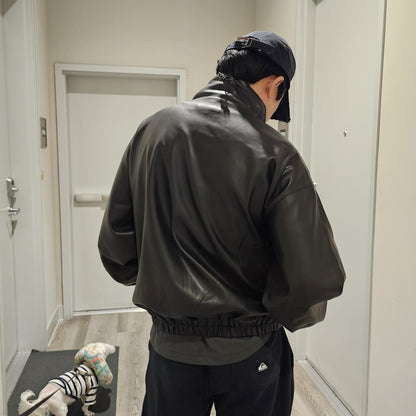 Minimal Style Faux Leather Jacket / Unisex (Oversized Fit for Women)