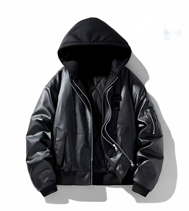 Attached-Layer Hooded Padded Jacket (Unisex)