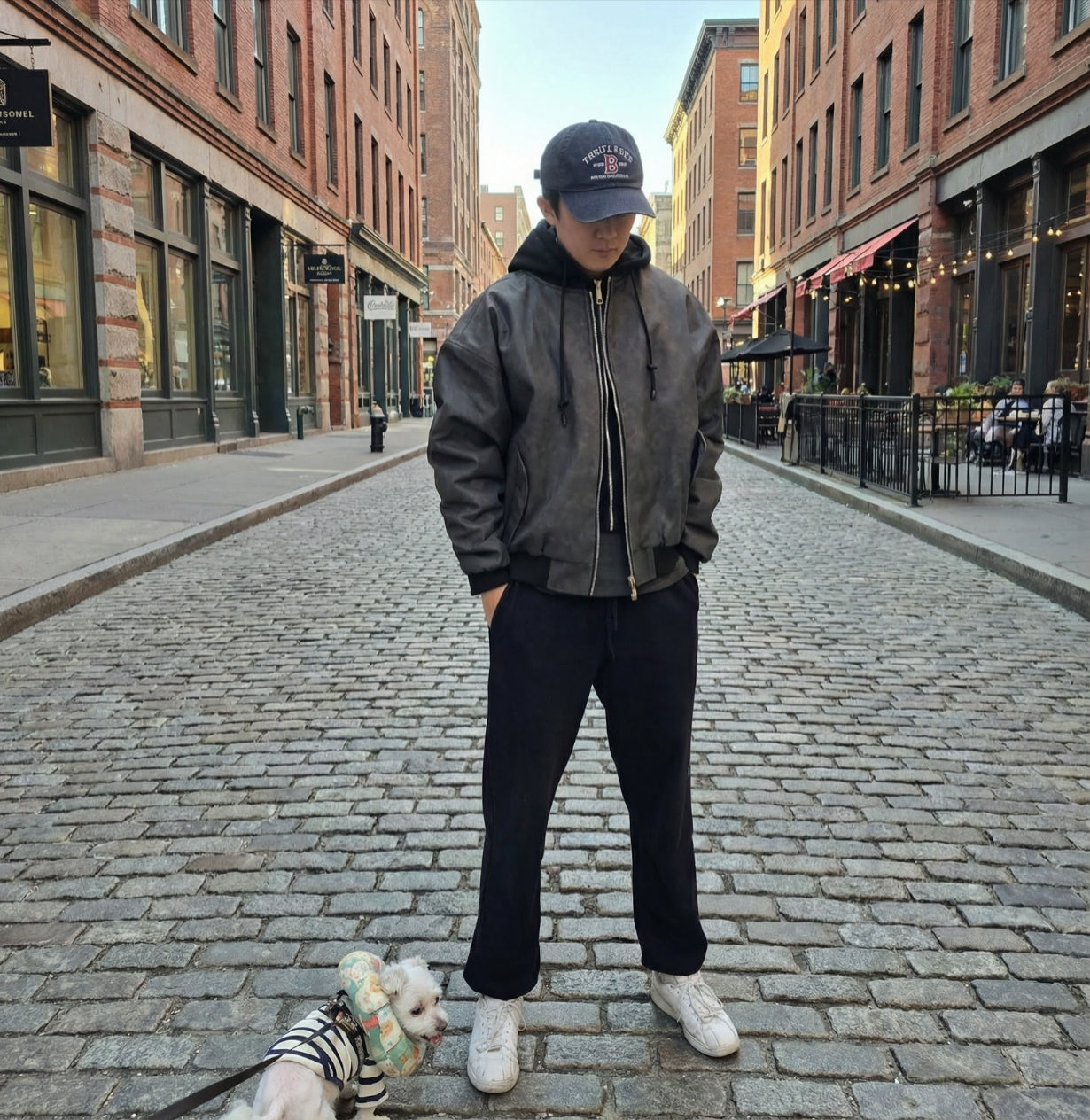 Attached-Layer Hooded Padded Jacket - Charcoal Suede  (Unisex)