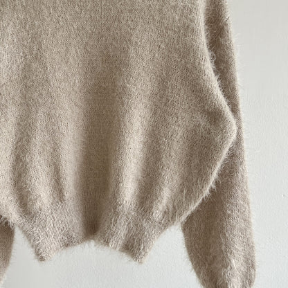 Soft Fuzzy Knit Pullover – Pink, Beige Women One Size