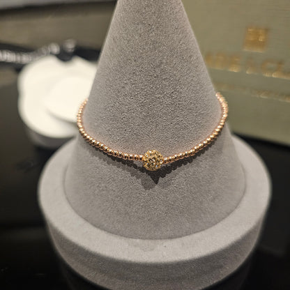 Elastic Silver Beaded Sparkle Ball Bracelet