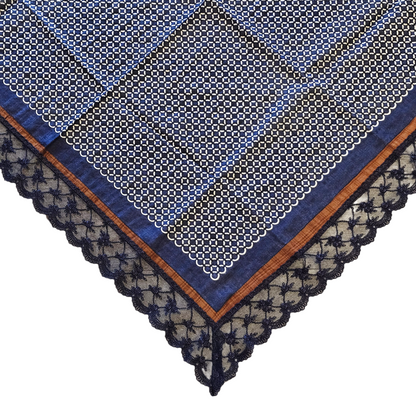 Geometric Chain Print  Etiquette Handkerchief Apron - Olive, Navy