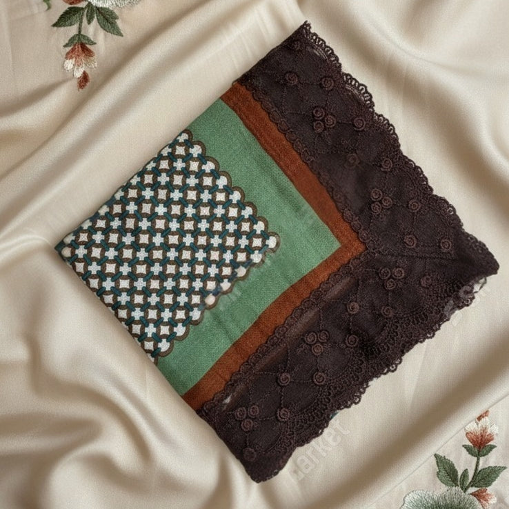 Geometric Chain Print  Etiquette Handkerchief Apron - Olive, Navy