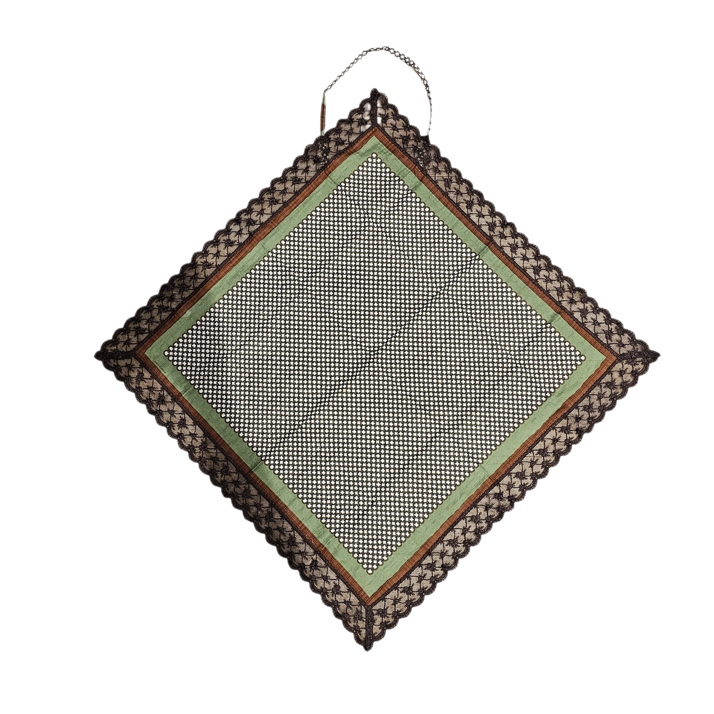 Geometric Chain Print  Etiquette Handkerchief Apron - Olive, Navy
