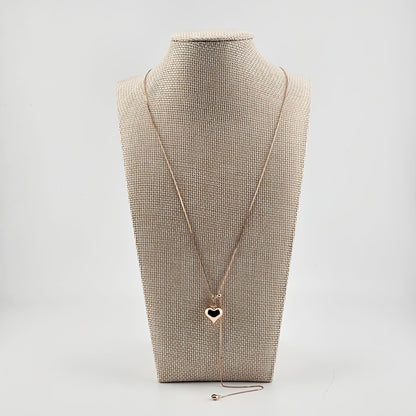 Rose Gold Double Heart Adjustable Necklace – 18K Gold Vermeil (925 Sterling Silver)