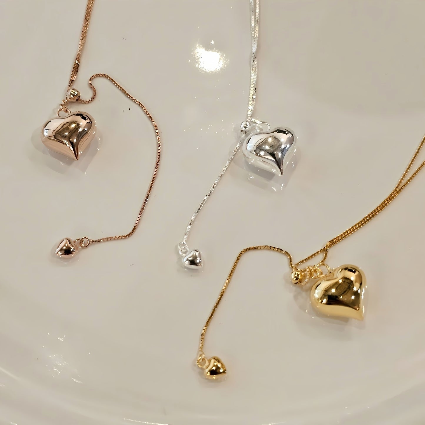 Silver Double Heart Adjustable Necklace – 925 Sterling Silver