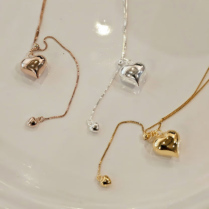 Silver Double Heart Adjustable Necklace – 925 Sterling Silver