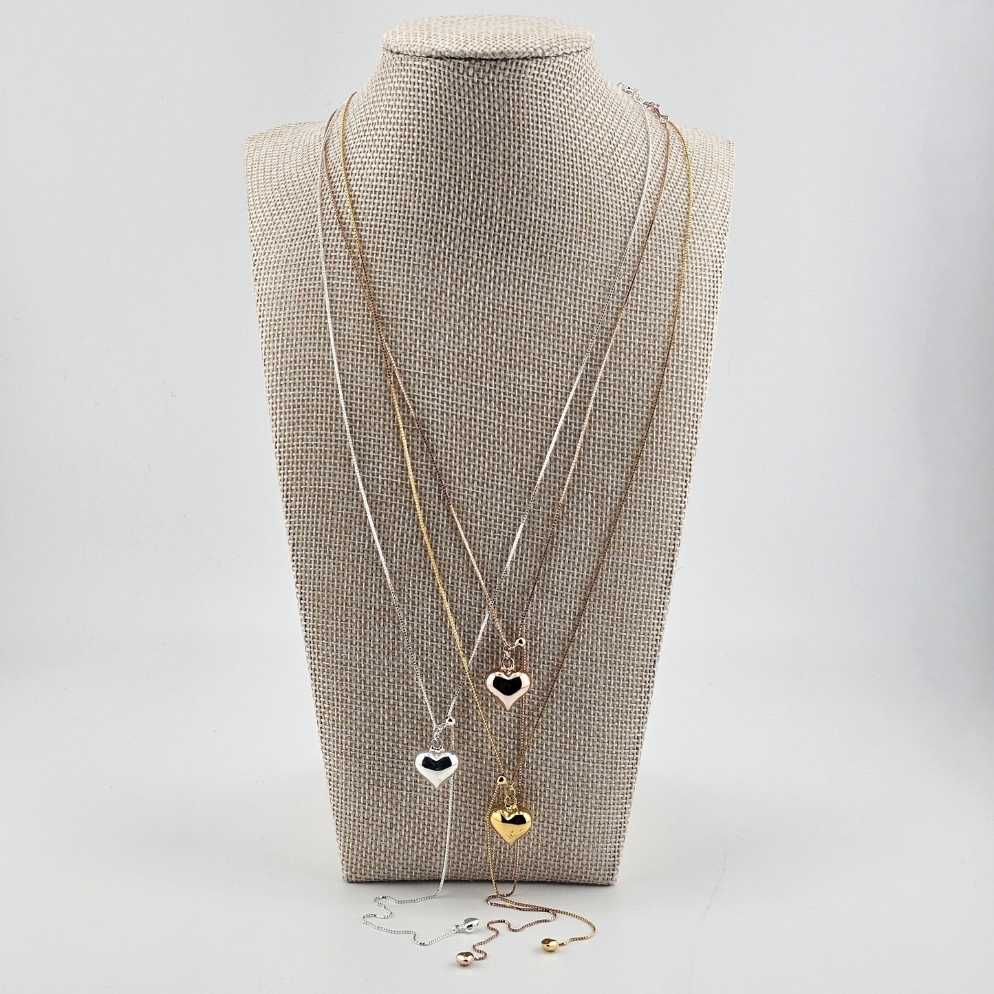 Silver Double Heart Adjustable Necklace – 925 Sterling Silver