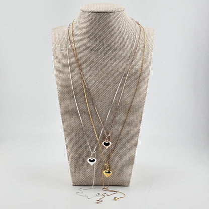 Silver Double Heart Adjustable Necklace – 925 Sterling Silver