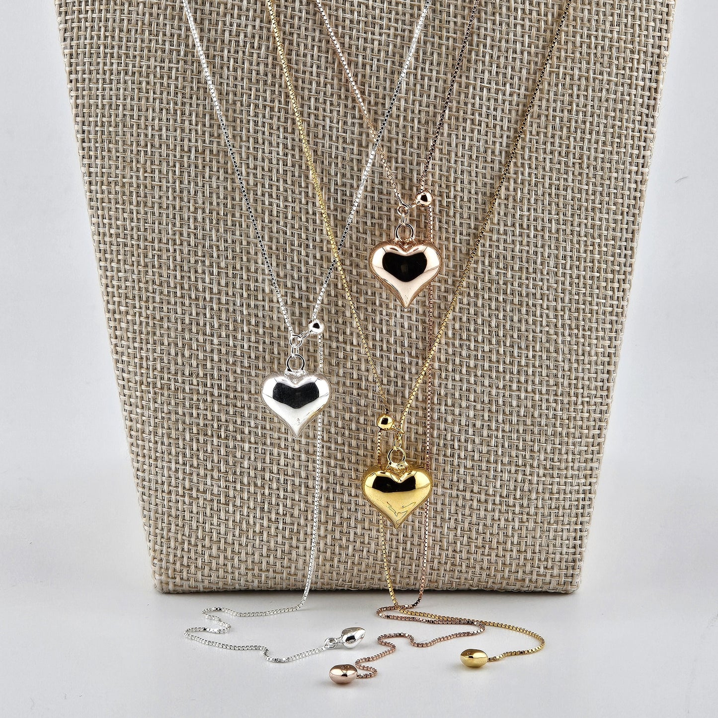 Silver Double Heart Adjustable Necklace – 925 Sterling Silver