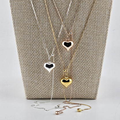 Silver Double Heart Adjustable Necklace – 925 Sterling Silver