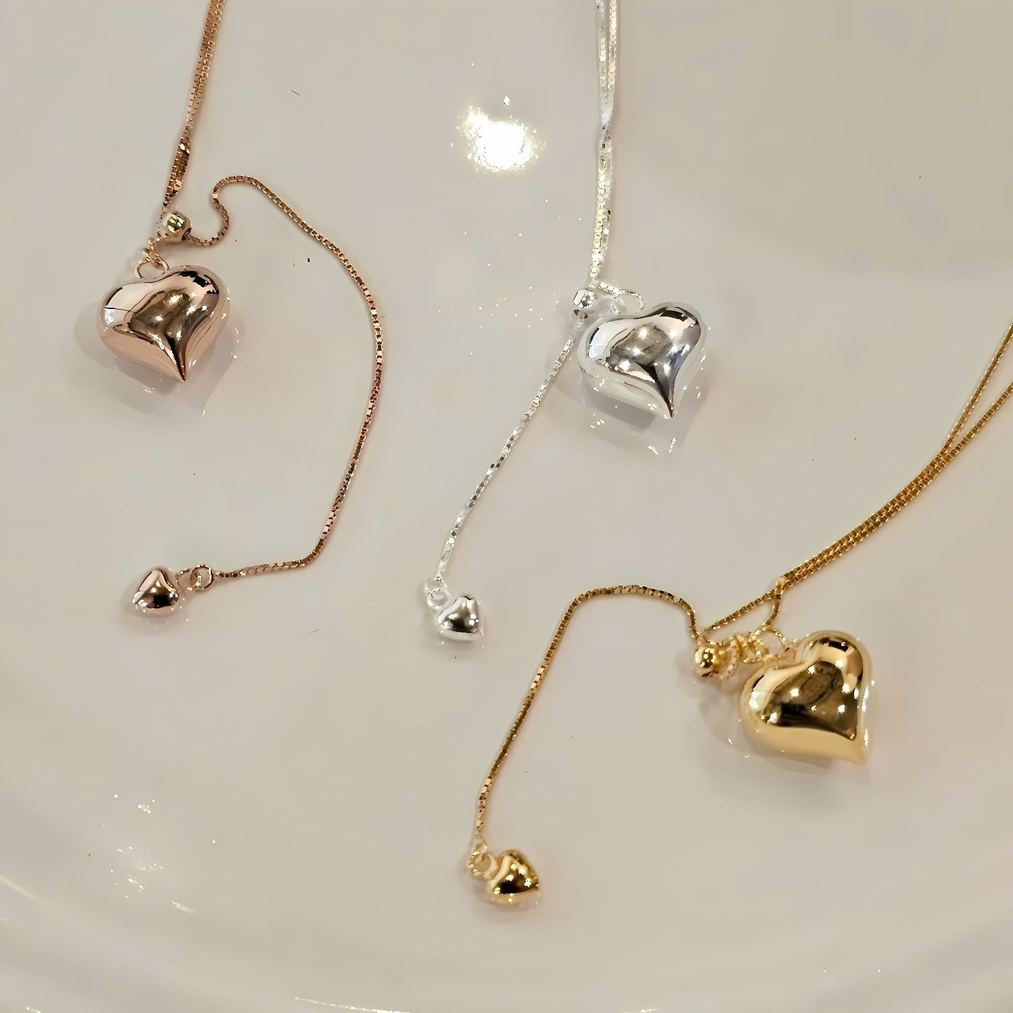 Silver Double Heart Adjustable Necklace – 925 Sterling Silver