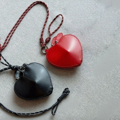 Cowhide Leather Heart Mini Pouch