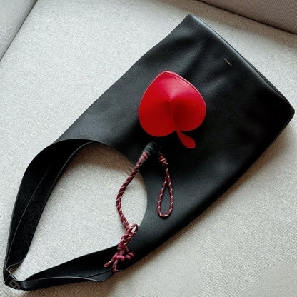 Cowhide Leather Heart Mini Pouch