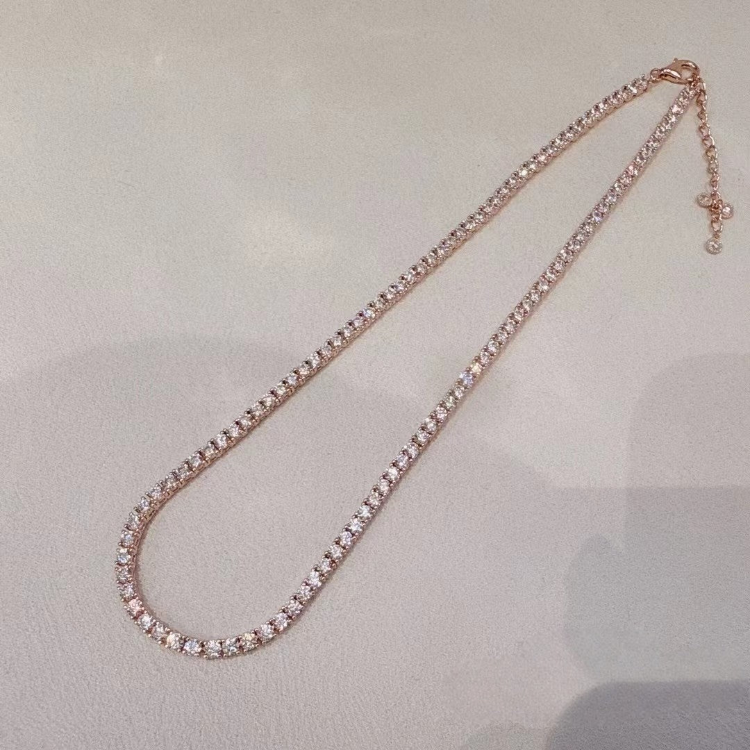 Belle Luxe Rose Tennis Necklace & Belle Éclat Drop Earrings – 18K Rose Gold Vermeil Jewelry Set