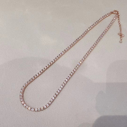 Belle Luxe Rose Tennis Necklace & Belle Éclat Drop Earrings – 18K Rose Gold Vermeil Jewelry Set