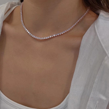 Belle Luxe Rose Tennis Necklace & Belle Éclat Drop Earrings – 18K Rose Gold Vermeil Jewelry Set