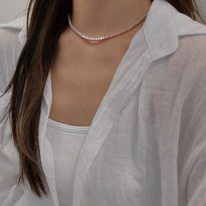 Belle Luxe Rose Tennis Necklace & Belle Éclat Drop Earrings – 18K Rose Gold Vermeil Jewelry Set