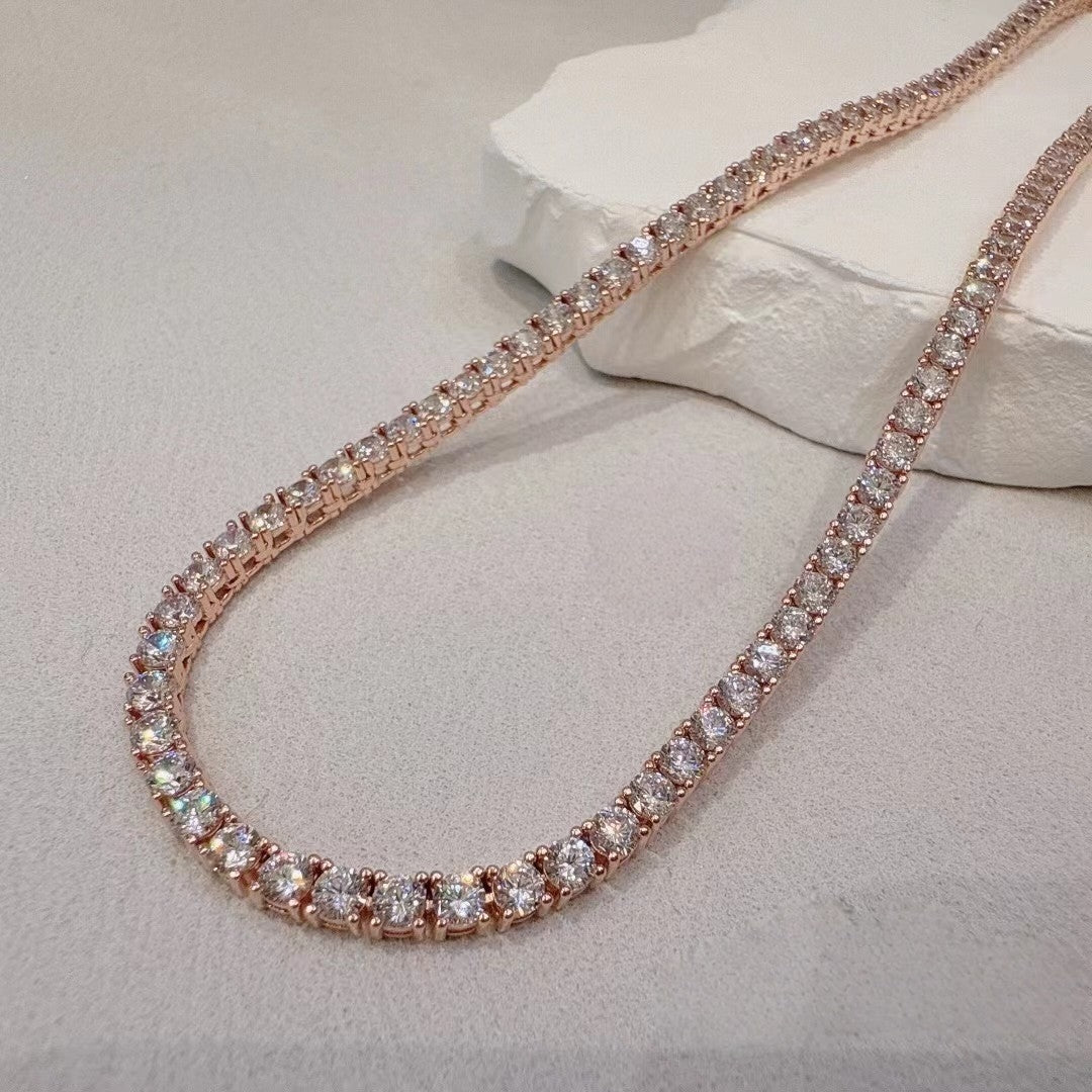 Belle Luxe Rose Tennis Necklace & Belle Éclat Drop Earrings – 18K Rose Gold Vermeil Jewelry Set