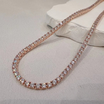 Belle Luxe Rose Tennis Necklace & Belle Éclat Drop Earrings – 18K Rose Gold Vermeil Jewelry Set