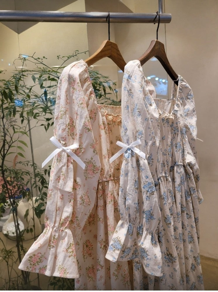 Rose Long Cotton Loungewear Dress