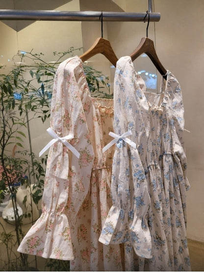 Rose Long Cotton Loungewear Dress