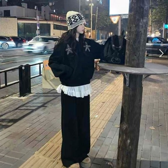 Berry Cancan Frill Hem Long Sleeve Top - Women One Size