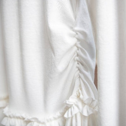 Berry Cancan Frill Hem Long Sleeve Top - Women One Size