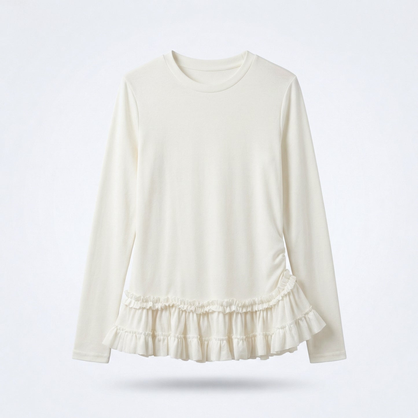 Berry Cancan Frill Hem Long Sleeve Top - Women One Size