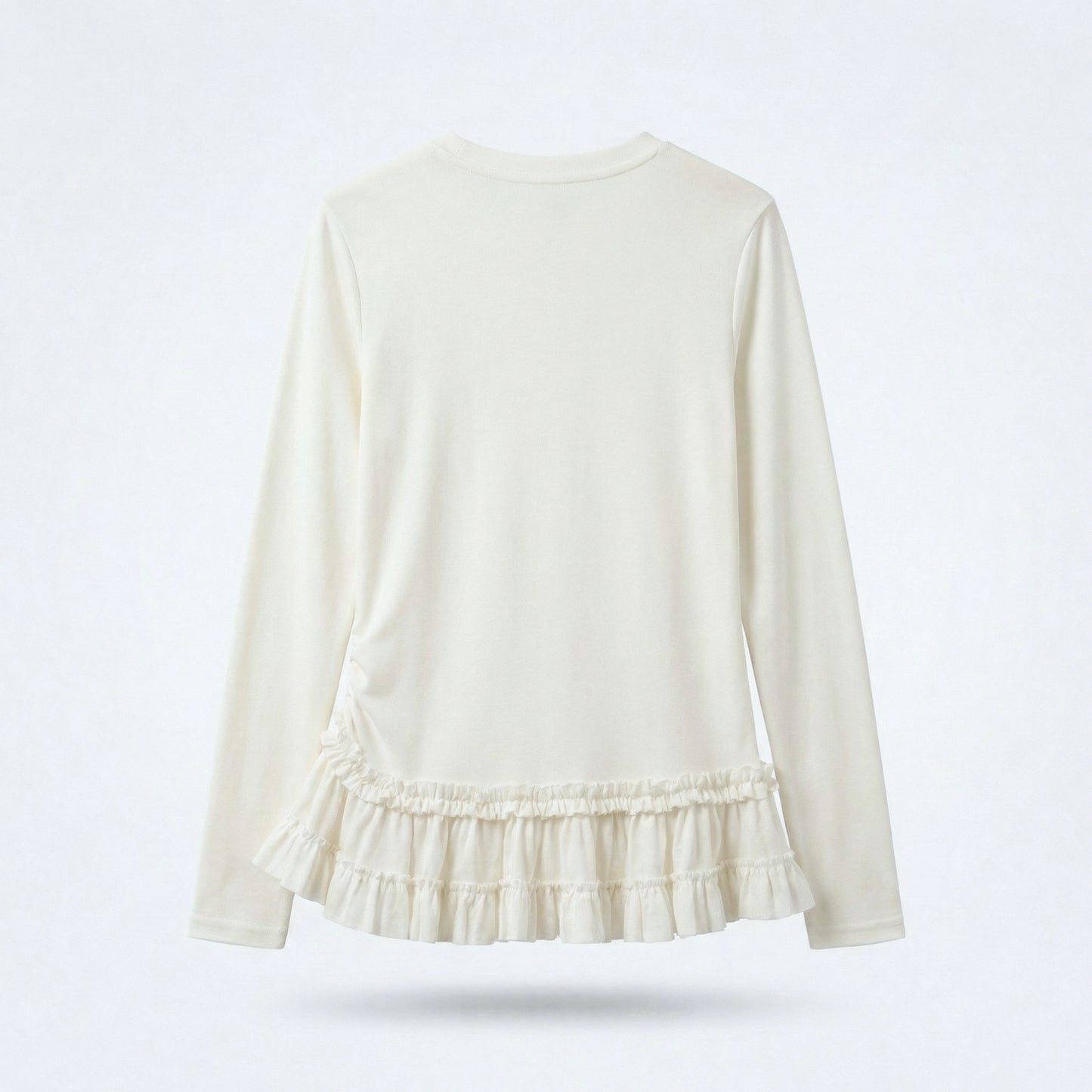 Berry Cancan Frill Hem Long Sleeve Top - Women One Size