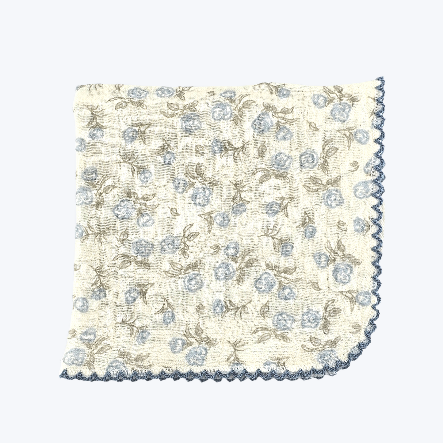 Blue Petal Garden Cotton Gauze Handkerchief