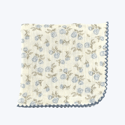 Blue Petal Garden Cotton Gauze Handkerchief
