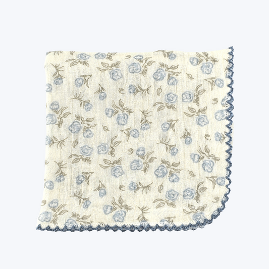 Blue Petal Garden Cotton Gauze Handkerchief