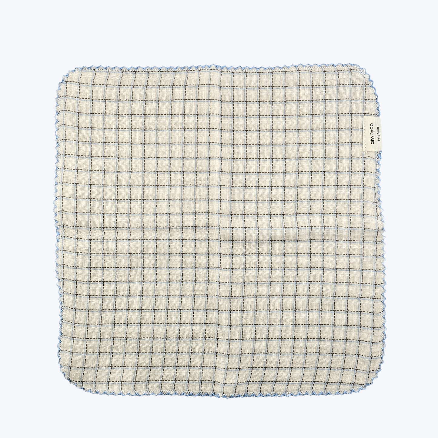 Soft Blue Grid Cotton Gauze Handkerchief