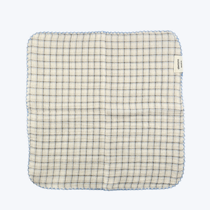 Soft Blue Grid Cotton Gauze Handkerchief