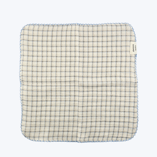Soft Blue Grid Cotton Gauze Handkerchief