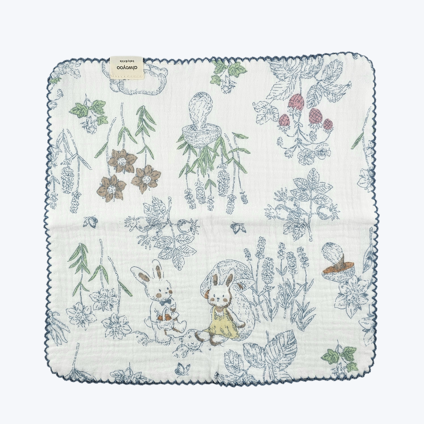 Woodland Garden Bunny Cotton Gauze Handkerchief