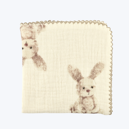 Vintage Bunny Cotton Gauze Handkerchief