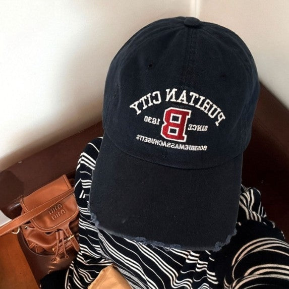 PURITAN CITY BOSTON Embroidered Distressed Cap – Mid Depth