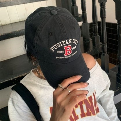 PURITAN CITY BOSTON Embroidered Distressed Cap – Mid Depth