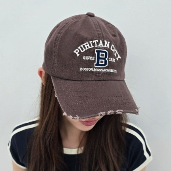 PURITAN CITY BOSTON Embroidered Distressed Cap – Mid Depth